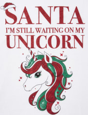 Download Girls Long Sleeve Christmas Glitter Santa I M Still Waiting On My Unicorn Graphic Tee The Children S Place Ca