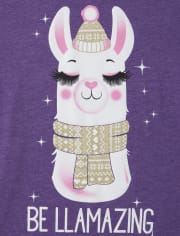 Girls Glitter Llama Graphic Tee