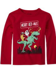 Baby And Toddler Boys Santa Dino Graphic Tee