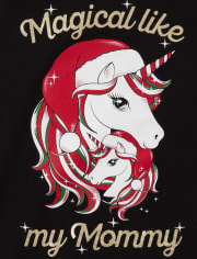 Baby And Toddler Girls Mommy And Me Christmas Unicorn Matching Graphic Tee