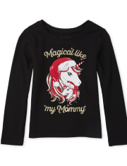 Baby And Toddler Girls Mommy And Me Christmas Unicorn Matching Graphic Tee