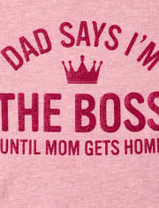 Baby And Toddler Girls Glitter Mom And Dad Boss Graphic Tee