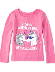 Baby And Toddler Girls Glitter Dad Unicorn Graphic Tee
