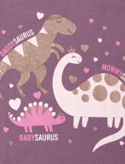 Baby And Toddler Girls Glitter Dino Family Graphic Tee