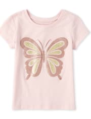 Baby And Toddler Girls Glitter Butterfly Matching Graphic Tee