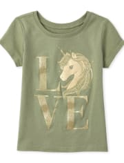 Baby And Toddler Girls Glitter Graphic Tee