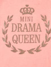 Camiseta con estampado de mini Drama Queen con purpurina para bebés y niñas pequeñas