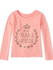 Camiseta con estampado de mini Drama Queen con purpurina para bebés y niñas pequeñas