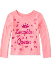 Baby And Toddler Girls Glitter Daughter Of A Queen Graphic Tee