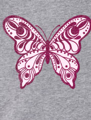 Baby And Toddler Girls Glitter Butterfly Graphic Tee