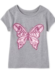 Baby And Toddler Girls Glitter Butterfly Graphic Tee