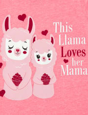 Baby And Toddler Girls Glitter Mama Llama Graphic Tee