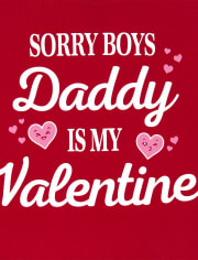 Camiseta con gráfico Daddy Valentine con purpurina para bebés y niñas pequeñas