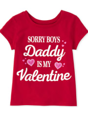 Camiseta con gráfico Daddy Valentine con purpurina para bebés y niñas pequeñas