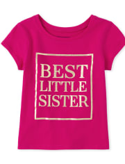 Camiseta con gráfico a juego de la mejor hermana con purpurina para bebés y niñas pequeñas