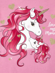 Baby And Toddler Girls Glitter Mommy Unicorn Graphic Tee