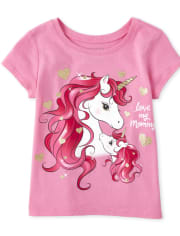 Baby And Toddler Girls Glitter Mommy Unicorn Graphic Tee