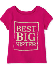 Camiseta con gráfico a juego de la mejor hermana con purpurina para bebés y niñas pequeñas