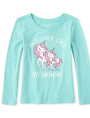Baby And Toddler Girls Glitter Mommy Unicorn Graphic Tee