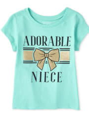 Baby And Toddler Girls Glitter Niece Graphic Tee