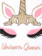 Camiseta con estampado de unicornio y reina con purpurina para mujer, mamá y yo