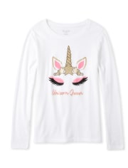 Camiseta con estampado de unicornio y reina con purpurina para mujer, mamá y yo