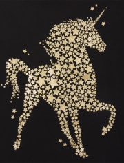 Camiseta con estampado de unicornio y purpurina para niñas