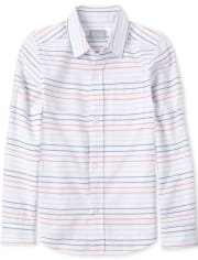 Camisa Oxford a rayas con botones a juego para niños