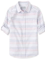Camisa Oxford a rayas con botones a juego para niños