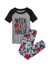 Pyjama en coton coupe ajustée Ninja Weekend pour garçons