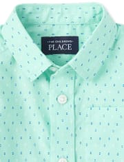 Chemise boutonnée assortie en popeline diamant pour bébés et tout-petits garçons