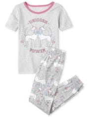 Girls Glow Unicorn Snug Fit Cotton Pajamas
