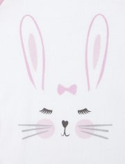 Girls Mommy And Me Bunny Matching Snug Fit Cotton Pajamas