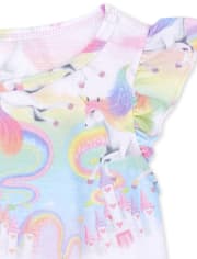 Camisón con castillo de unicornio arcoíris para niñas