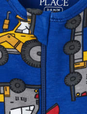Baby And Toddler Boys Construction Snug Fit Cotton One Piece Pajamas