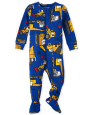 Baby And Toddler Boys Construction Snug Fit Cotton One Piece Pajamas