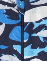 Pijama de una pieza de algodón con ajuste ceñido Shark para bebés niños