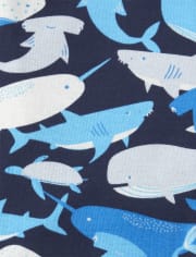 Pijama de una pieza de algodón con ajuste ceñido Shark para bebés niños