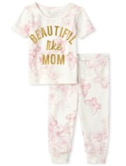 Baby And Toddler Girls Mommy And Me Beautiful Butterfly Matching Snug Fit Cotton Pajamas