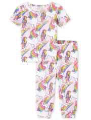 Baby And Toddler Girls Short Sleeve Glitter Rainbow ...