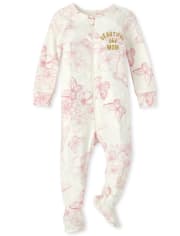 Baby Girls Mommy And Me Beautiful Butterfly Matching Snug Fit Cotton One Piece Pajamas