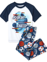 Boys Short Raglan Sleeve Up For Any Challenge Sports Pajamas BLUE The Children s Place CA