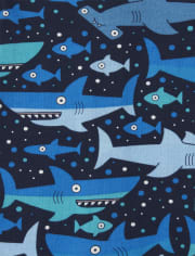 Baby And Toddler Boys Shark Snug Fit Cotton Cropped One Piece Pajamas