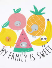 Pyjama 4 pièces en coton ajusté aux fruits pour bébés et petites filles