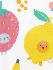 Pyjama 4 pièces en coton ajusté aux fruits pour bébés et petites filles