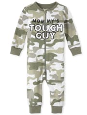 Pijama de algodón de una pieza con bordado de camuflaje para bebés y niños pequeños