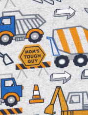 Baby And Toddler Boys Mom Construction Snug Fit Cotton 4-Piece Pajamas