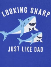 Pyjama 4 pièces en coton ajusté Shark Dad pour bébés et tout-petits garçons