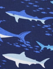 Pyjama 4 pièces en coton ajusté Shark Dad pour bébés et tout-petits garçons