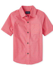Boys Print Poplin Matching Button Up Shirt